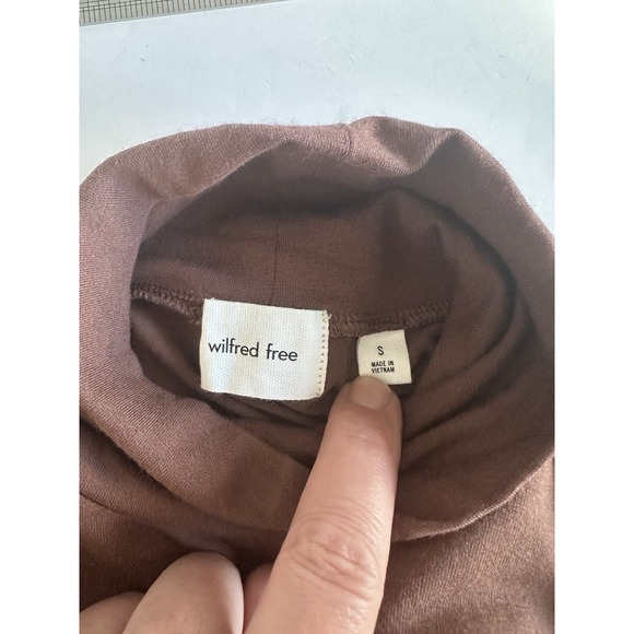 Aritzia Wilfred Womens Gemini Mock Neck L/S Dress S Cocoa Bean Office Siren NWT - Picture 6 of 10